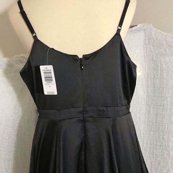 Torrid NWT Black Satin Skater Cocktail Dress Size 10 - Picture 8 of 15